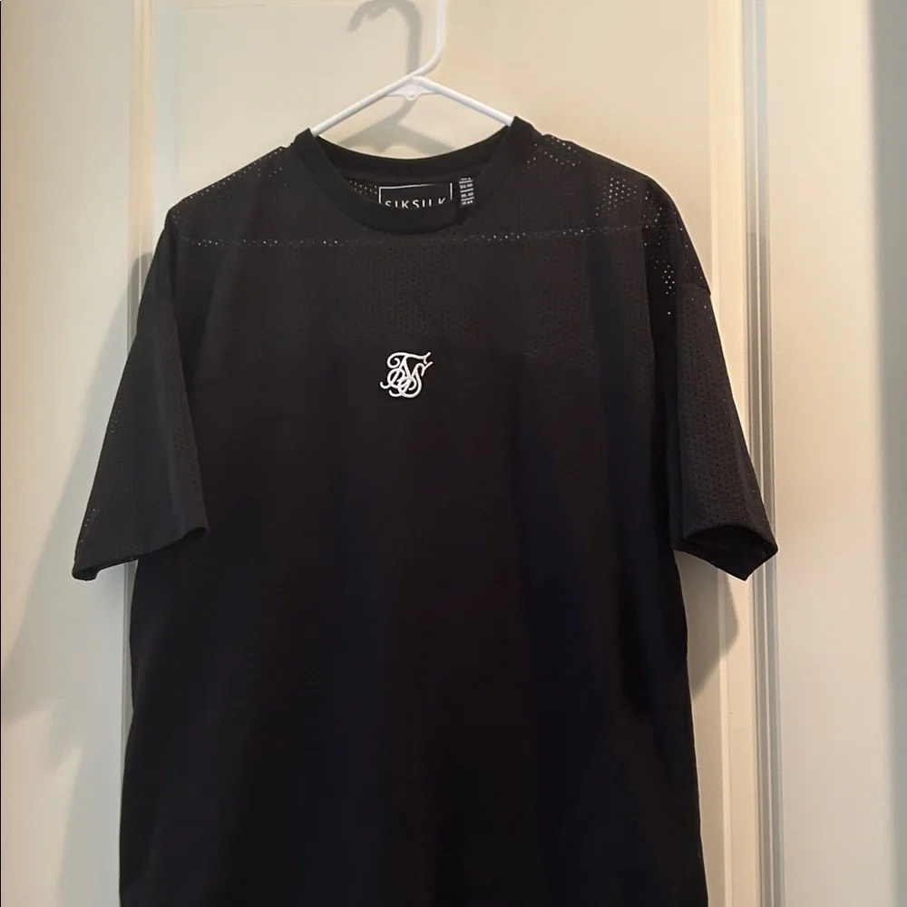 SikSilks Crew Tee Jersey Dress mesh detail embroidered logo short sleeve size 8